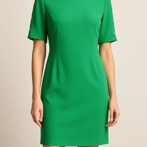 Tommy Hilfiger Emerald Green Short-Sleeve Sheath Dress